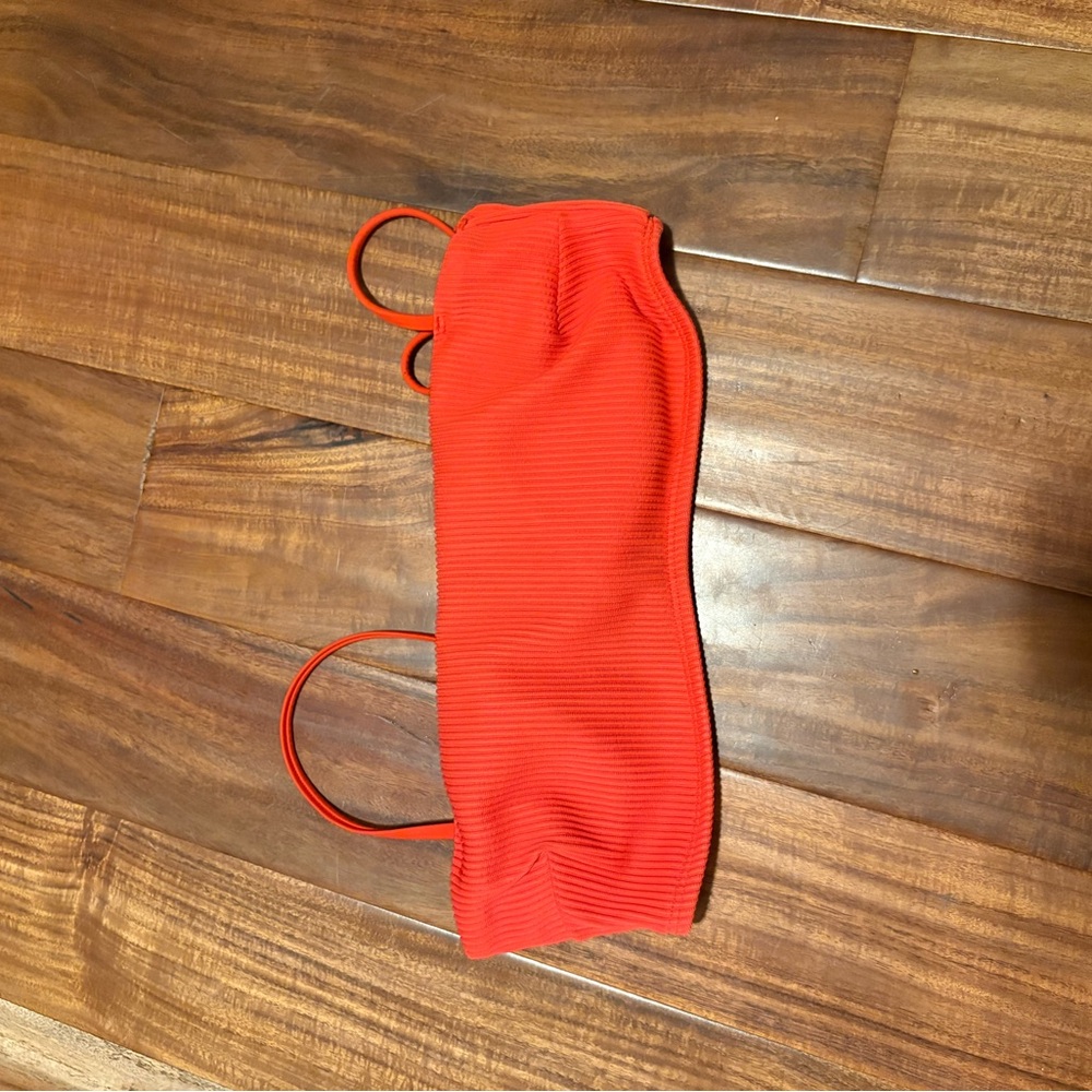 Hollister Ribbed Bikini Top Bright Orange Size L (0626)